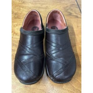 Merrell Women's 7.5 Primo‎ Patch Leather Slip On Shoes J63796 Bug Brown Clogs